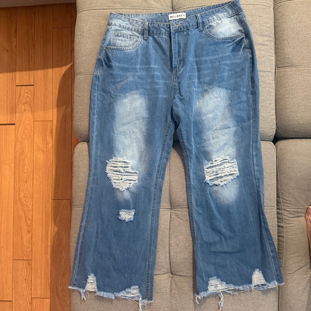 Relaxed Blue Distressed Jeans